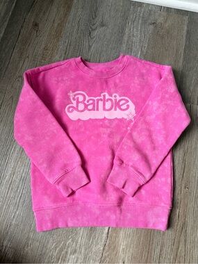 Barbie Girls' Pink Logo Sweatshirt Kids Crewneck Graphic Sweatshirt Size 6 / 6X